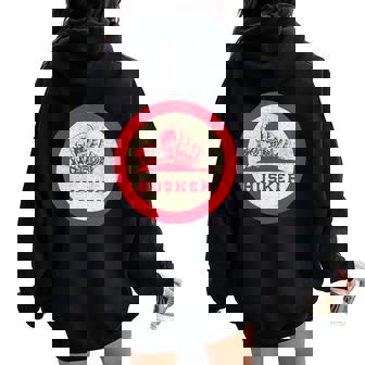 Nebraska State Nickname Husker Roundel [Distressed] Women Oversized Hoodie Back Print - Monsterry